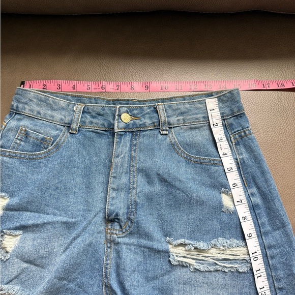 SHEIN Denim Cut Off Distress Shorts Size Large - Picture 7 of 9